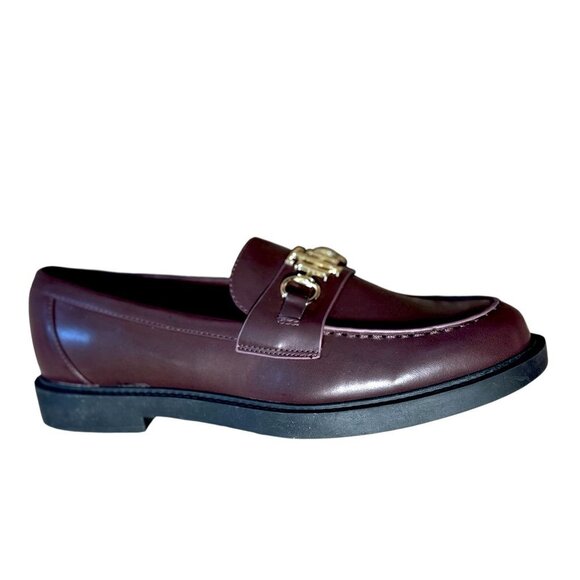 Tommy Hilfiger Womens Twtrevys Burgundy Loafers W/ Gold Logo 11 - Picture 5 of 9